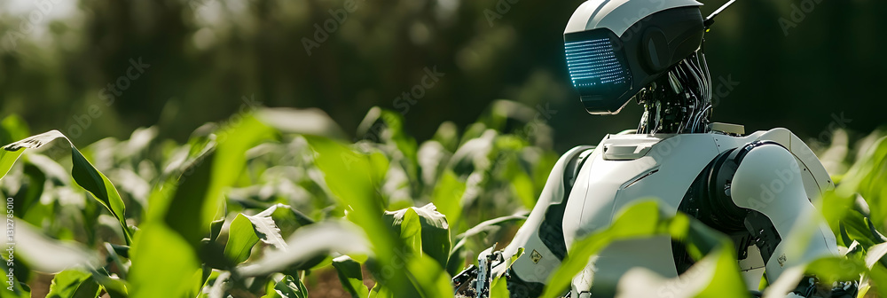 Poster a robotic farmer using ai to optimize crop growth -