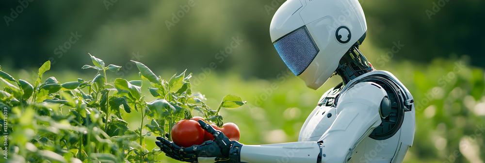 Poster a robotic farmer using ai to optimize crop growth -