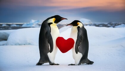 Fototapeta premium two penguins on the snow
