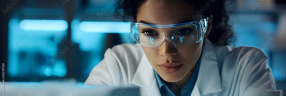 Poster a scientist working on a futuristic ai-powered robot -