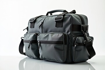 Naklejka premium Stylish black laptop bag with multiple pockets