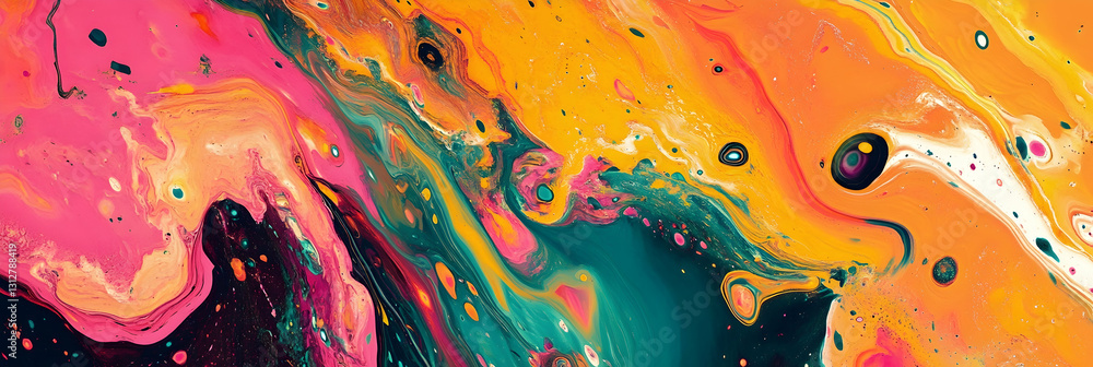 Poster a vibrant abstract background with fluid shapes and dynamic colors -