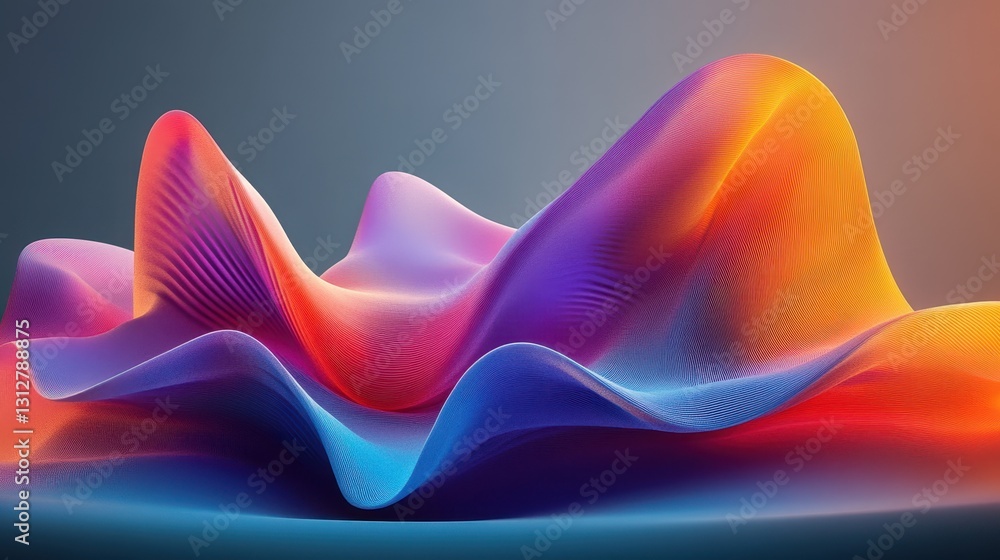 Poster An abstract colorful shape stands out against a minimalist background, rendered in three dimensions.