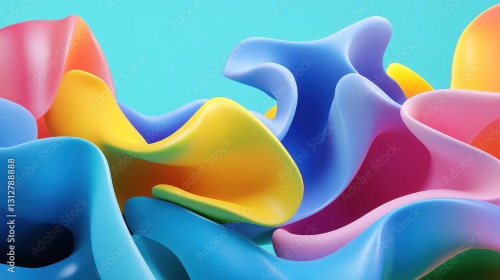 Aufkleber An abstract colorful shape stands out against a minimalist background, rendered in three dimensions.