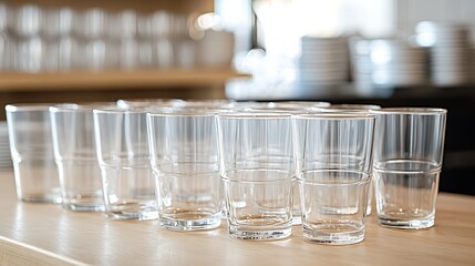 Empty Glasses on Wooden Table Cafe Restaurant Drinkware