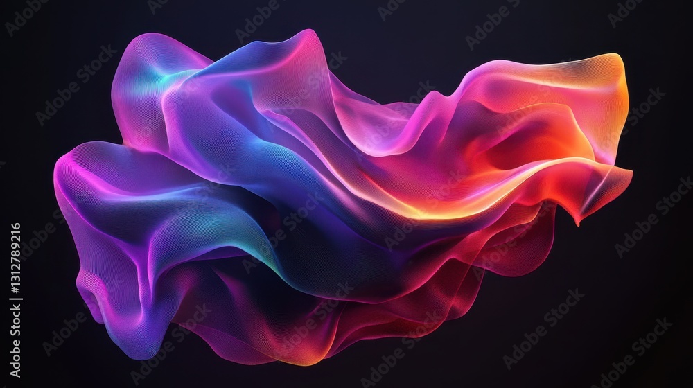 Poster An abstract colorful shape stands out against a minimalist background, rendered in three dimensions.