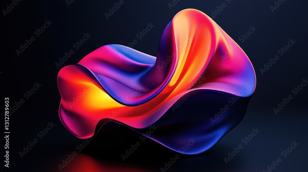 Poster An abstract colorful shape stands out against a minimalist background, rendered in three dimensions.