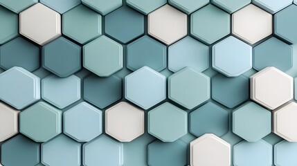 Fototapeta premium Abstract 3D Hexagon Pattern Blue White Background