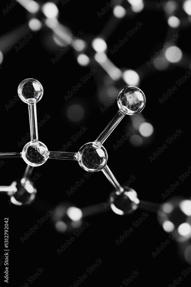 Poster atomic model showing dna molecule, emphasizing its double helix structure.