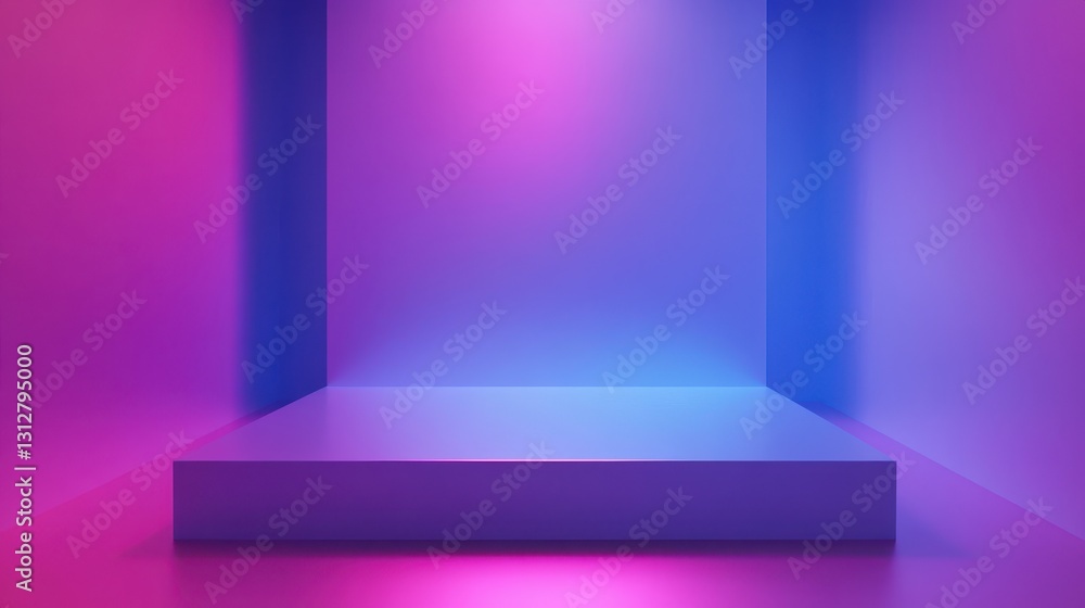 Poster an abstract minimalist animation featuring a purple and blue colored background design, rendered in 