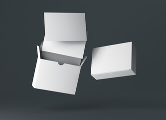 Floating White Cardboard Box Mockup on Dark Background