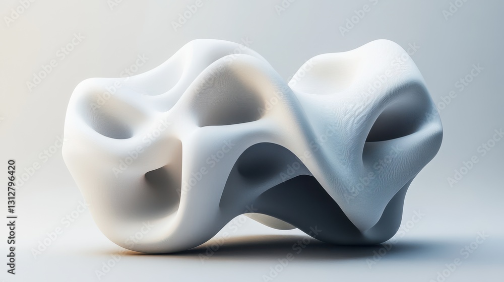 Aufkleber An abstract shape is rendered in 3D, showcasing an unconventional and artistic form with fluid contours and dynamic surfaces.