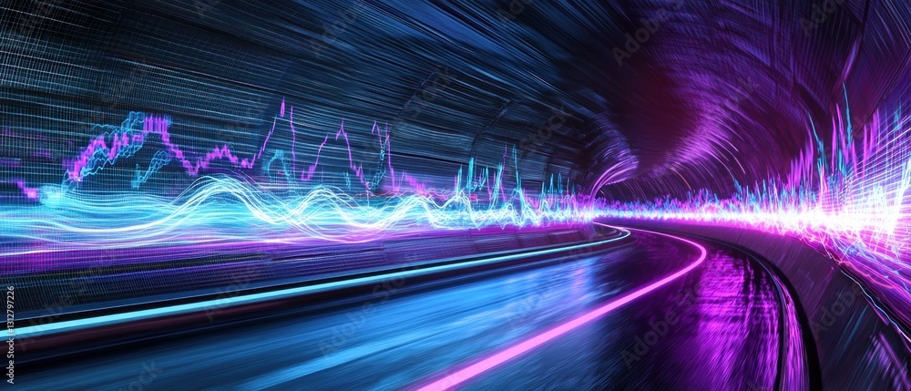 Poster neon tunnel of data: a visual representation of information flow