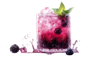 Refreshing berry cocktail garnished with mint leaves served on ice for summer enjoyment