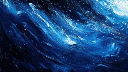 Abstract Blue Swirls: A Cosmic Ocean of Paint