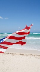 Fototapeta premium American Flag Beach Summer Patriotism Vacation Travel Holiday