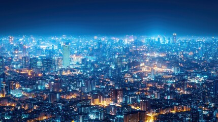 Obraz premium Night Lights of the Metropolis: A Stunning Aerial View of a City at Night