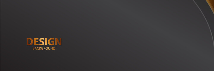 Abstract dark grey design background with gold text and curved lines