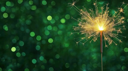Fototapeta premium Sparkler Magic: A Festive Green Bokeh Background