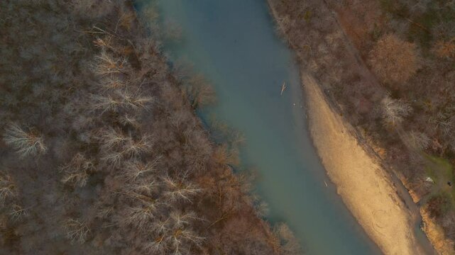 River Raba landscape drone footage from above