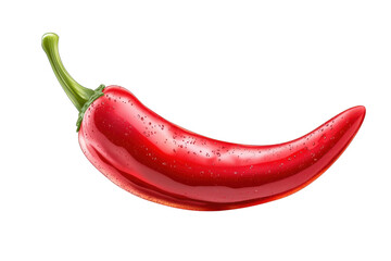 Bright red chili pepper with a glossy finish on a white background ready for culinary use in various dishes