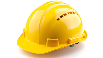 Fototapeta premium One yellow protective helmet isolated on white