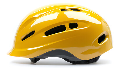 Fototapeta premium One yellow protective helmet isolated on white