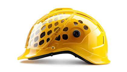 Fototapeta premium One yellow protective helmet isolated on white