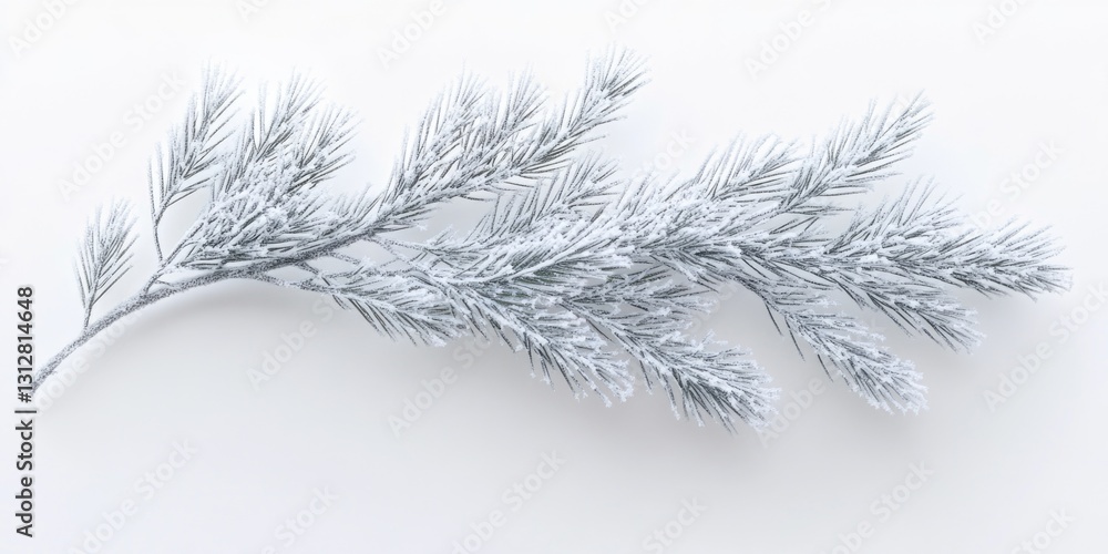 Poster close-up image of artificial winter branches with white snow texture and a frosty bark finish.