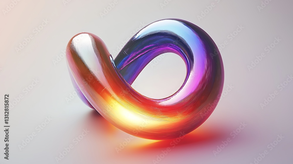 Aufkleber iridescent 3d twisted knot abstract background design
