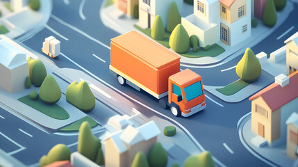 Obraz premium Delivery Route Package Flat illustration