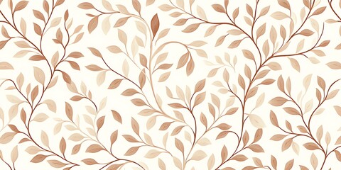 Fototapeta premium Elegant seamless pattern with delicate brown leaves and branches on white background. Perfect for textile, wallpaper, or packaging design