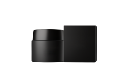 Elegant Black Cosmetic Jar and Box Mockup Product Packaging Design Template 3d dark cream matte label beauty bottle     