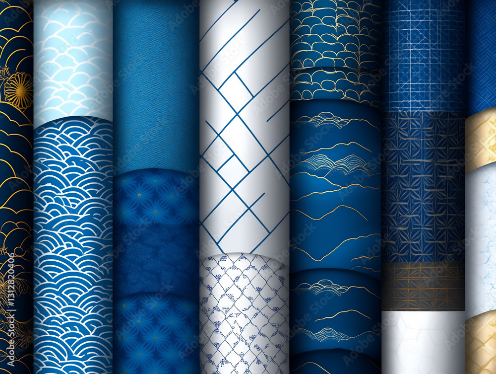 Poster japanese patterns: a collection of seamless vector patterns explore a capt