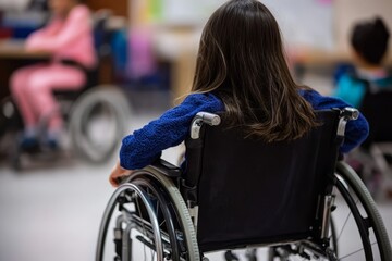 Obraz premium Promoting inclusive education for children with disabilities, including those in wheelchairs.