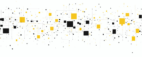 Flat style geometric icon set: abstract linear vector art with yellow and black squares.
