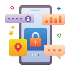 Gradient color illustration for Mobile security