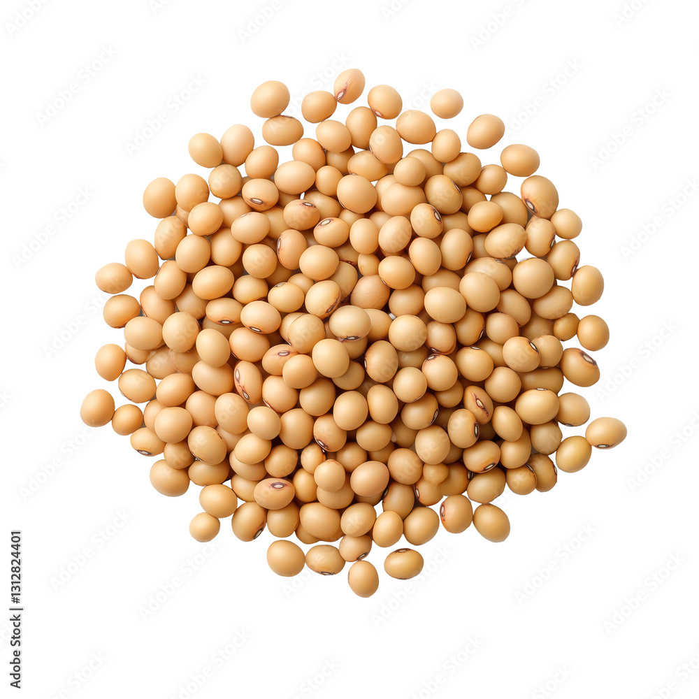 Poster isolated soy bean seeds on a transparent background, showcasing their natural color and shape for cl