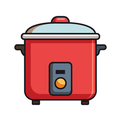 Red rice cooker vector illustration isolated on transparent background