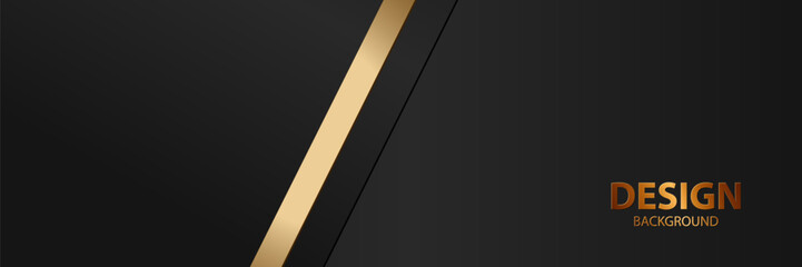 Abstract gold line black background design
