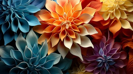Vibrant Clay Dahlia Blooms: A Colorful Floral Masterpiece