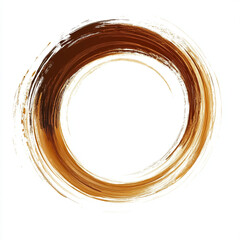 a delicate circle brush of brown color on white background