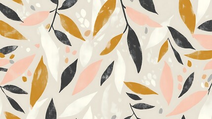 Abstract leaf pattern in muted autumnal tones.  Simple, elegant design