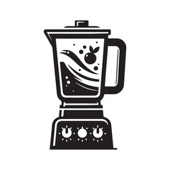 Obraz premium Black Silhouette of Blender for Kitchen Use