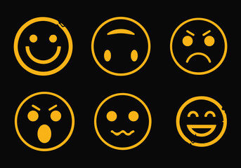 Fototapeta premium Set of face and sad emojis icons. High quality emoticons comment social media Facebook chat comment reactions, icon template face tear, smile sad, hug love like, Lol, laughter emoji character message