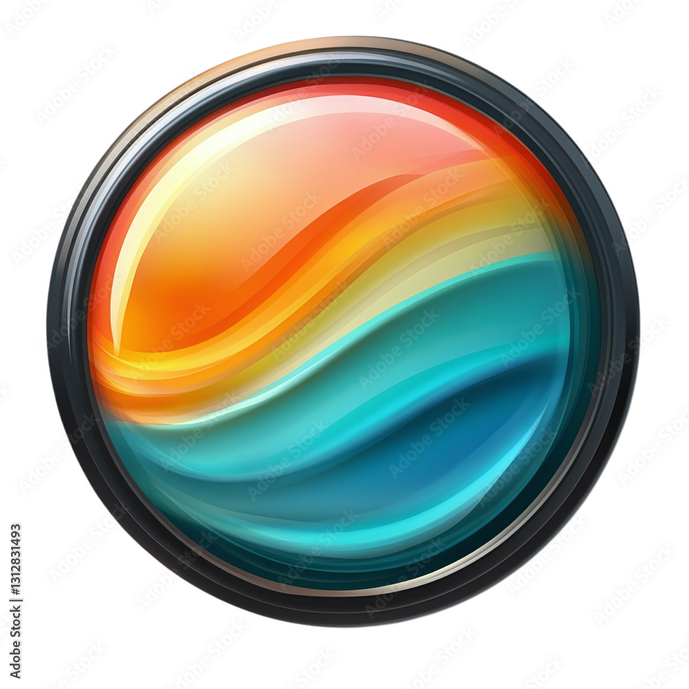 Poster button with printed logo isolated on transparent background