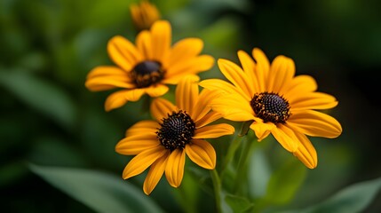 Fototapeta premium Vibrant Yellow Black Eyed Susan Flowers Close Up