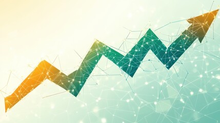 Obraz premium A digital graph with an arrow illustrating business development trends and growth, set against a clean background for a professional presentation.