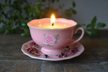  rose teacup candle