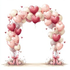 Romantic arch with heart-shaped balloons for celebrations and weddings